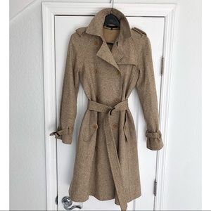 Theory Trench Coat Wool Camel Tan Small unique